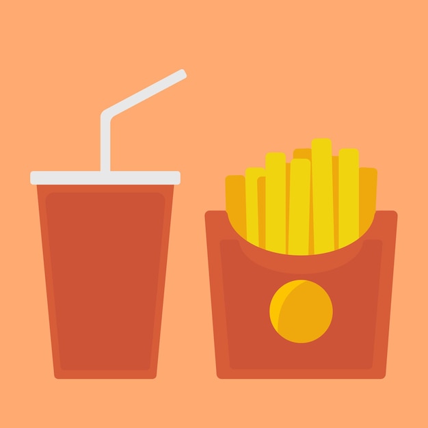 Vector fries and soda