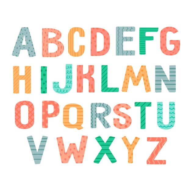 Vector vector funny colorful alphabet. cute vector english alphabet. vector illustration