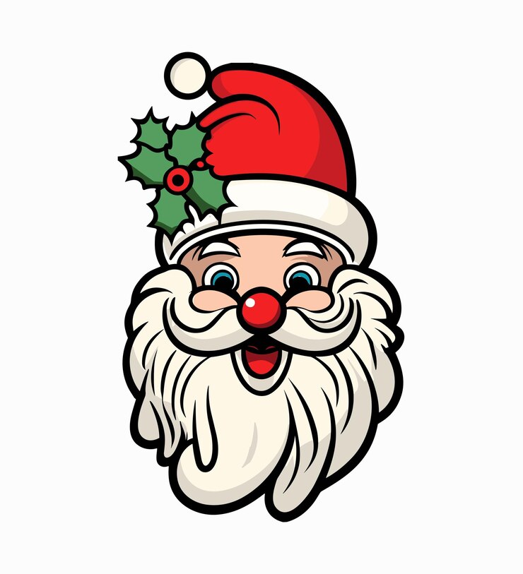 Vector vector funny cute santa claus wearing christmas hat vector illustration