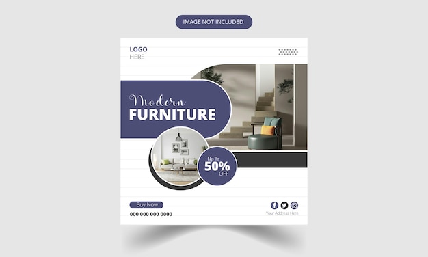 Vector Furniture or interior design social media post template