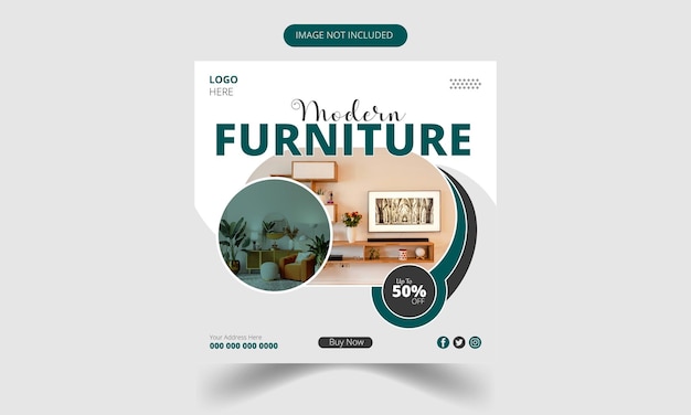 Vector Furniture or interior design social media post template