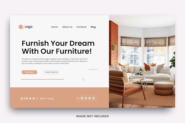 Vector vector furniture sale landing page ui design template