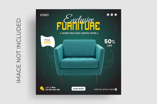 Vector furniture sale social media or Instagram post template