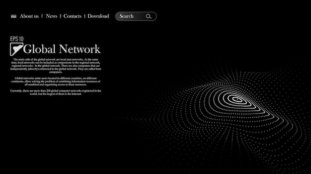 Vector futuristic dark background the wave effect of a web of white dots big data illustration of technologies and artificial intelligence the effect of particle oscillation