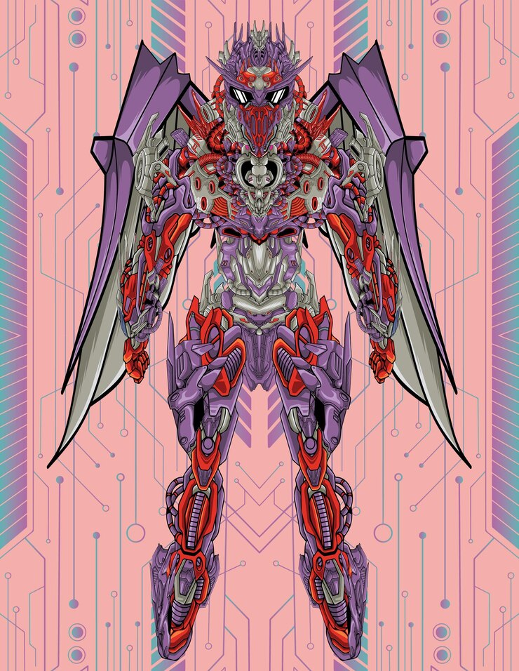 Vector vector of futuristic robot mechanism full body illustration