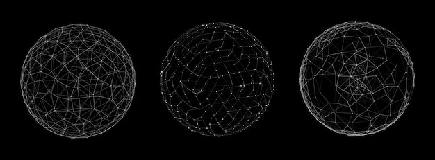 Vector vector futuristic sphere of particles and lines network connection big data abstract technology background