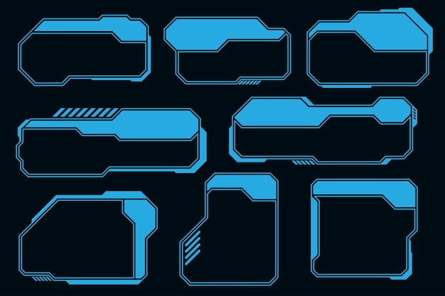 Vector futuristische frame set HUD technologie cyberpunk ontwerp element Technologie element
