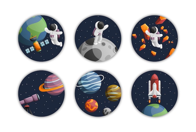 Vector galaxy sticker collection