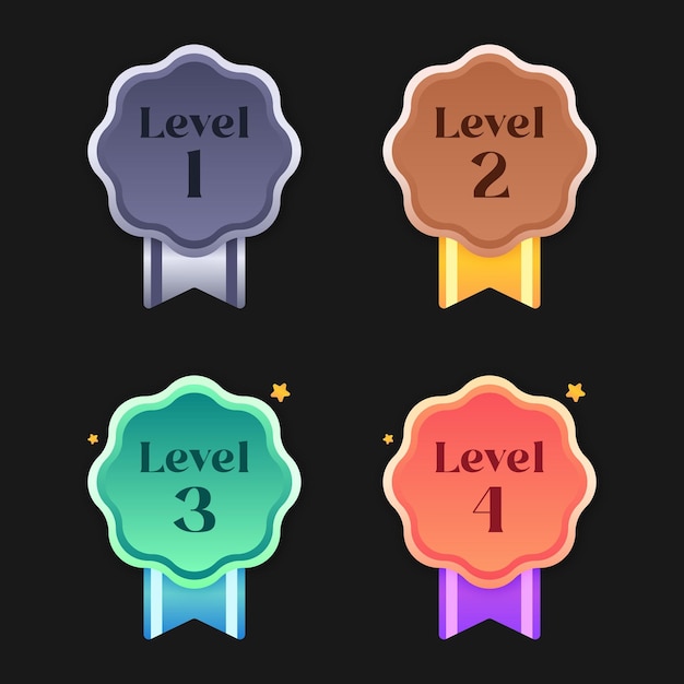 Vector Game medals set design for games level results vector illustration level medals set design