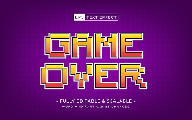 Vector vector game over pixel text effect editable comic and funny text style