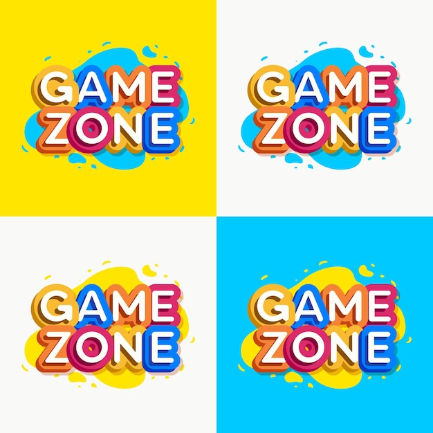 Vettore vector game zone logo set stile colorato per bambini negozio baby club bambini scuola scarpe e vestiti azienda giocattoli negozio mercato dei giocattoli café educazione club negozio per bambini azienda etichetta cartoon 10 eps