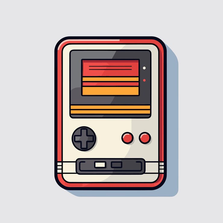 Vector vector of a gameboy icon with a trendy long shadow effect