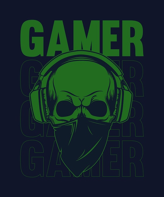 Vector vector gamer skull streetwear gaming t-shirt ontwerp