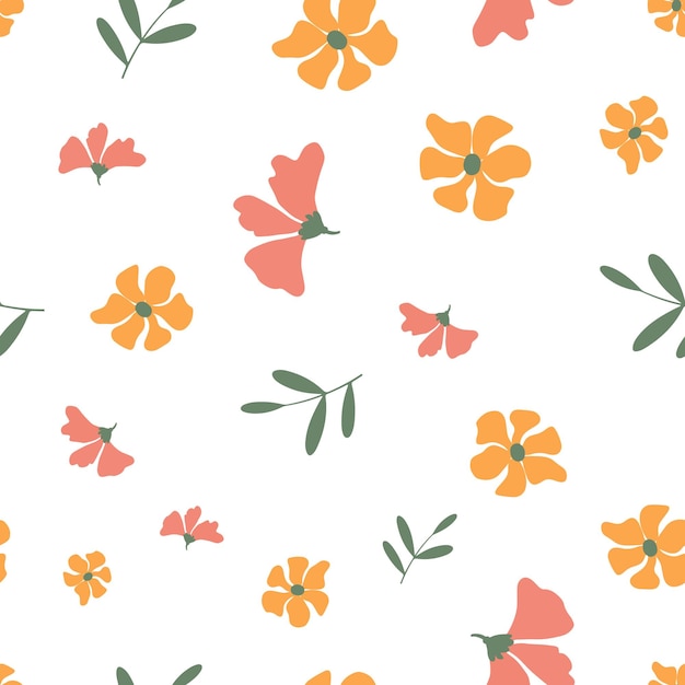 壁紙とファブリックの庭の花のシームレスなパターン デザインの背景をベクトルします。