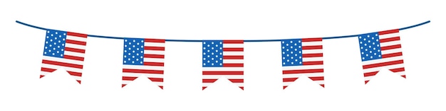 Vector vector garland of usa flags independence day bunting united states flags america