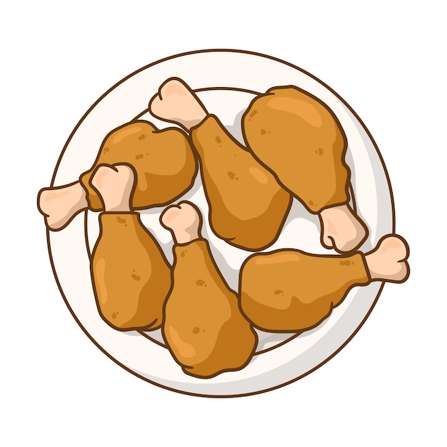 vector gebakken kip op bord illustratie plat ontwerp