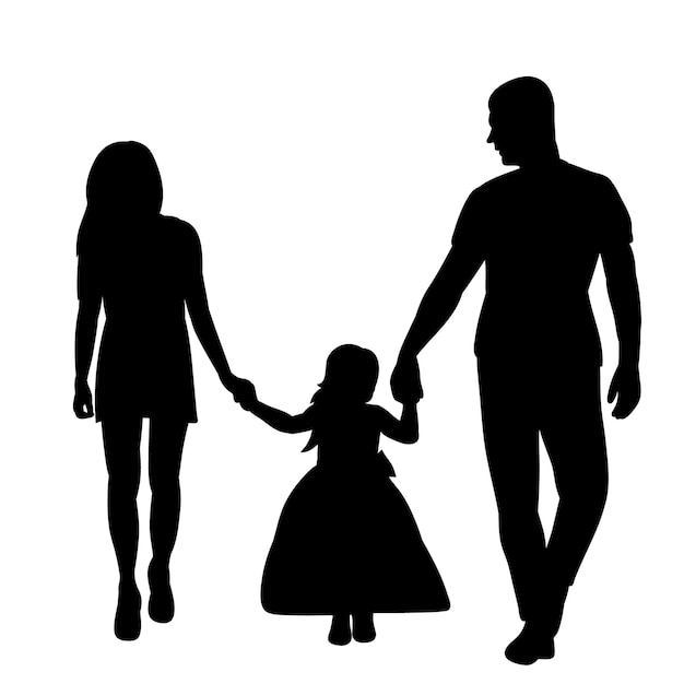 Vector geïsoleerd op een witte achtergrond zwarte silhouet familie