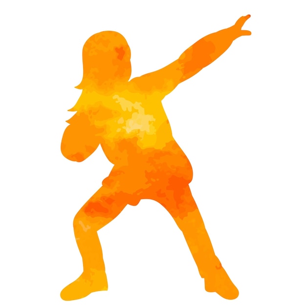 Vector vector geïsoleerd oranje silhouet aquarel dansend meisje