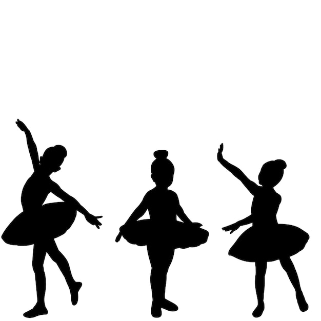 Vector geïsoleerd silhouet van een ballerina van een kindmeisje