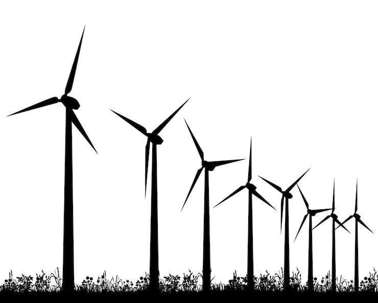 Vector vector geïsoleerd silhouet van een windmolen buiten