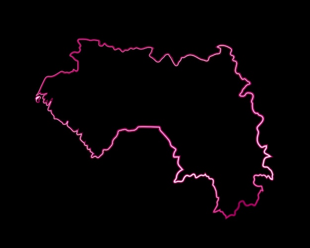 Vector geïsoleerde illustratie van de kaart van Guinee met neoneffect