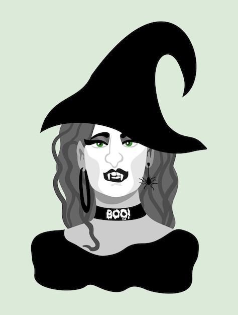 Vector geïsoleerde illustratie van een heks. Halloween-personage.