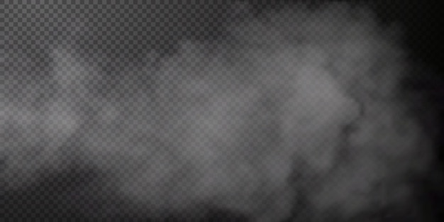 Vector geïsoleerde rook PNG Witte rooktextuur op een transparante zwarte achtergrond