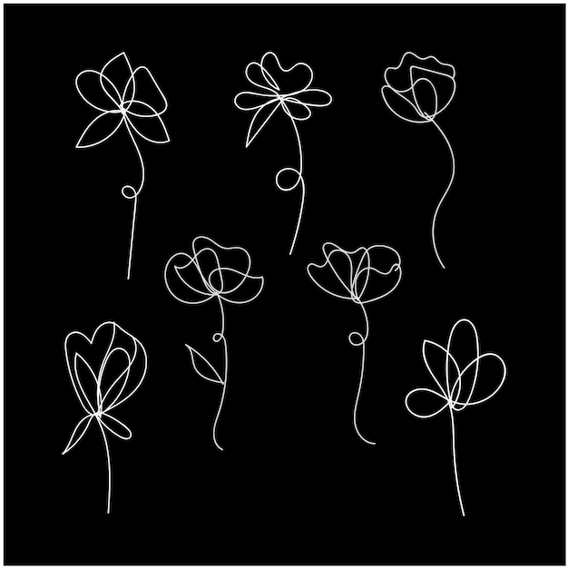 vector geïsoleerde roze bloem lijntekeningen met blad clipart