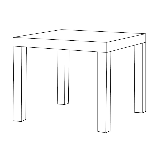 Vector geïsoleerde schets van een tafel