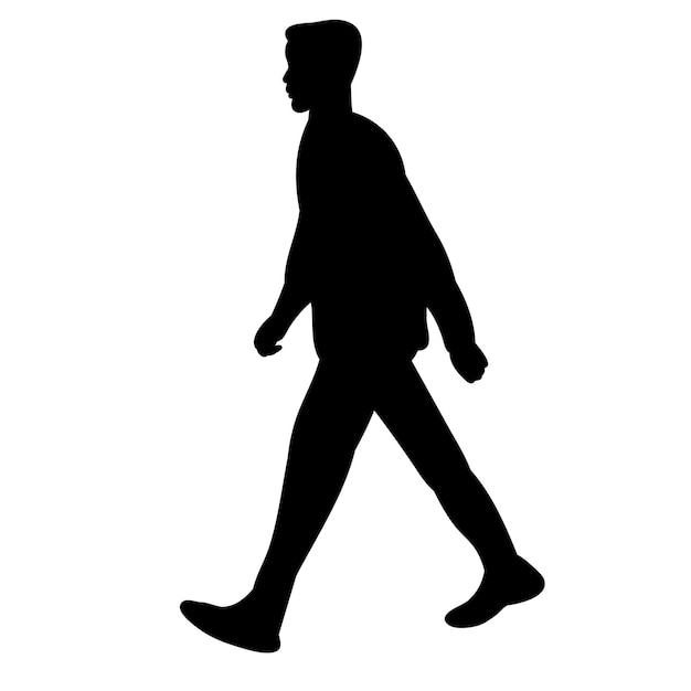 Vector vector geïsoleerde silhouet man lopen