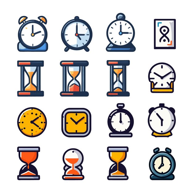 Vector vector gekleurde zakelijke tijd klok uur pictogrammen verzameling