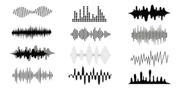 Vector geluidsgolven set Muzikale geluids golven equalizer en opname concept Analoog en digitaal