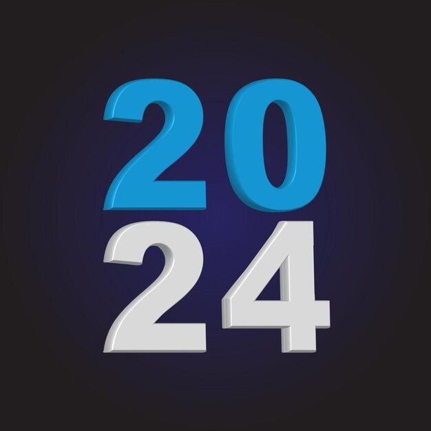 Vector gelukkig nieuwjaar 2024 3d moderne minimale achtergrondontwerp