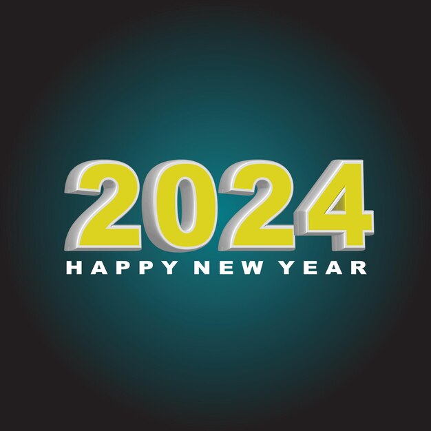 Vector gelukkig nieuwjaar 2024 3d moderne minimale achtergrondontwerp
