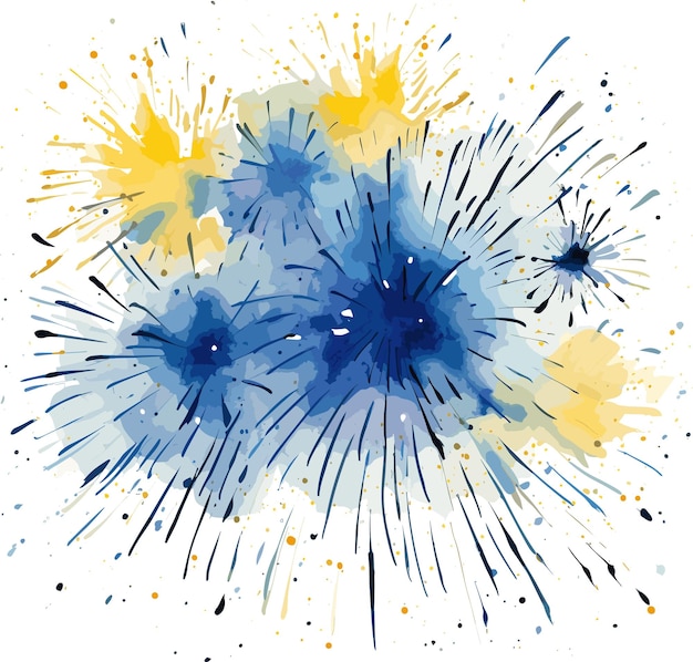 vector gelukkig nieuwjaar vuurwerk blauwe confetties nieuwjaar decoratie vectorillustratie op witte achtergrond