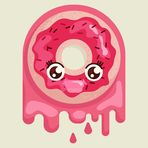 Vector vector gelukkige donut leuke donut met stripfiguur gezicht