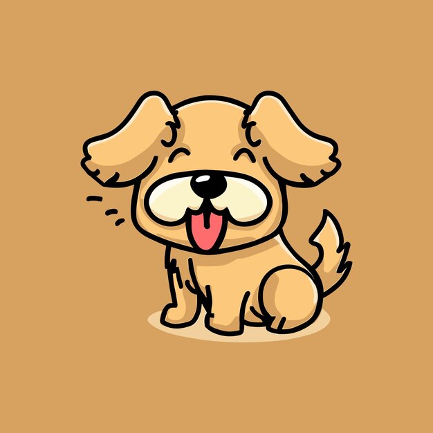 Vector gelukkige kleine hond schattige grappige puppy vector schattige hond haar tong uitsteekt cartoon icoon