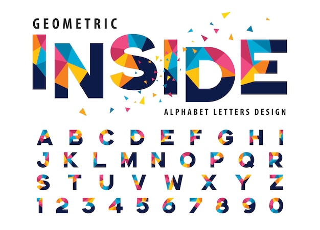 Vector Of Geometric Alphabet Letters, Colorful Triangle Letter