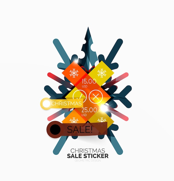 Vector vector geometric christmas sale stickers