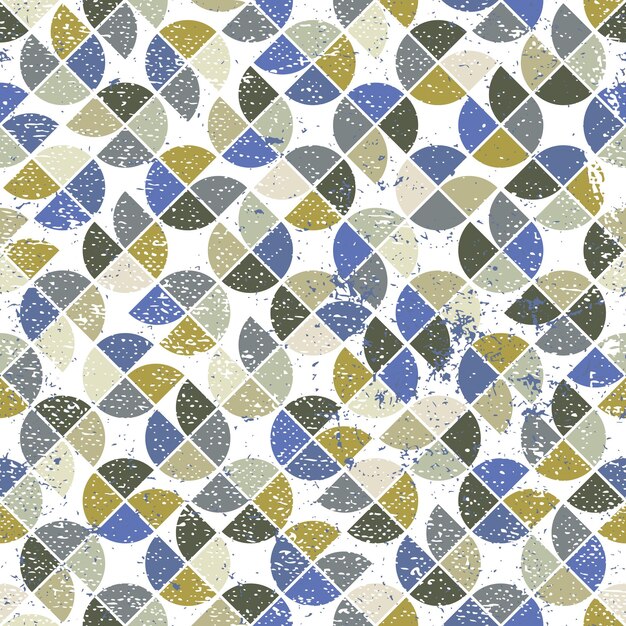 Vector geometric colorful textile abstract seamless pattern, spherical spring mosaic canvas with white outline.