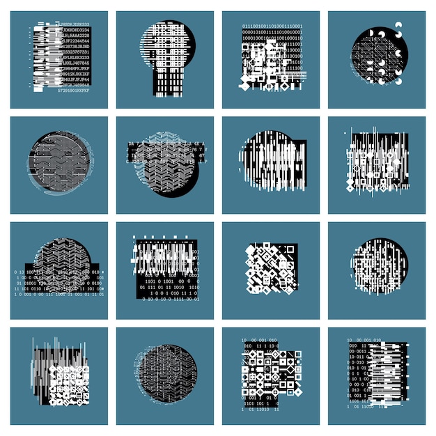 Vettore set di composizioni geometriche vettoriali, collezione di arti grafiche astratte.