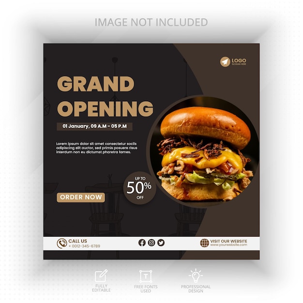 Vector geometric elegant food social media promotion restaurant social media post