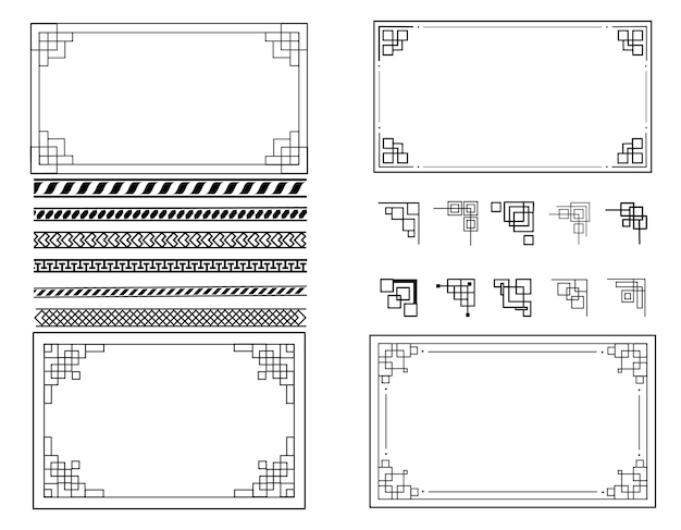 Vector geometric frame,border and patteren set illustration