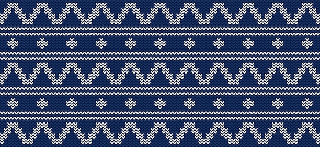 Vector Geometric Knitted Pattern Blue And White Festive Sweater Design Seamless Knitted Pattern