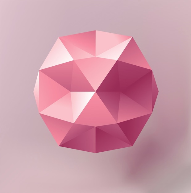 Oggetto geometrico vettoriale poligono regolare con triangoli rosa