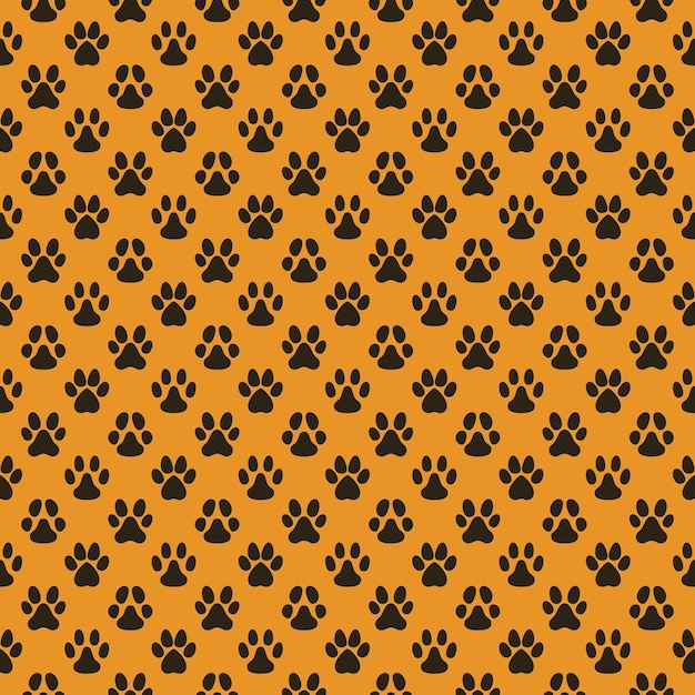 Vector geometric pattern with animal tracks solid signs paw footprints seamless creative background