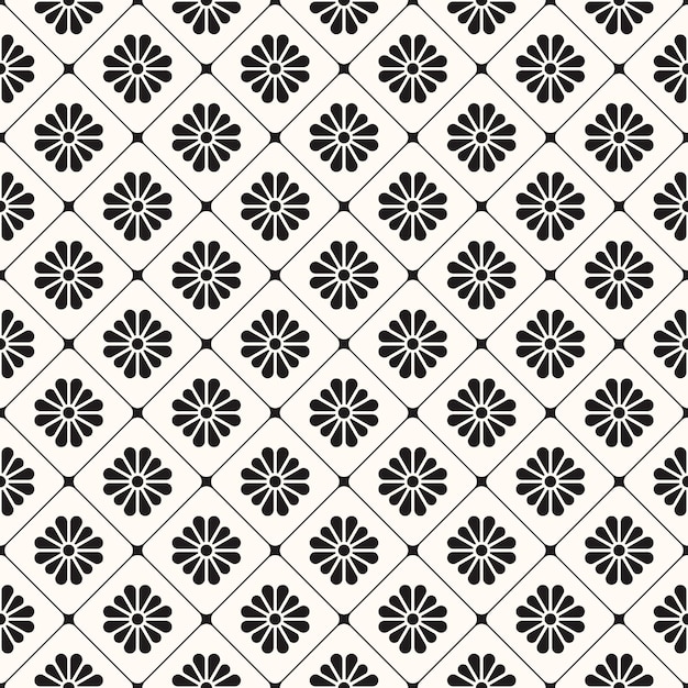 Vector Geometric Seamless Monochrome Pattern