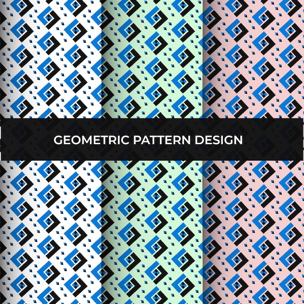 Collezione di modelli geometrici senza cuciture vettoriali swatches di sfondo neri e colorati