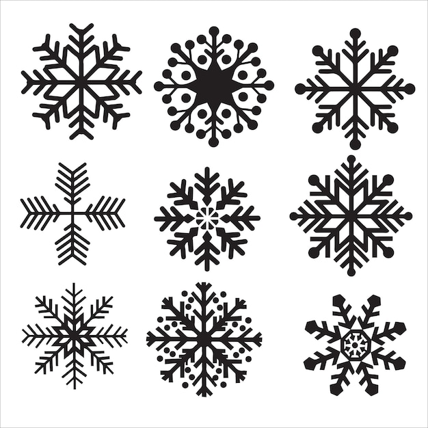 Vector geometric snowflake elements set