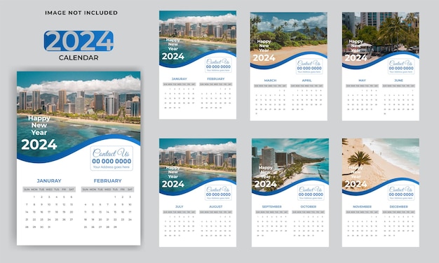 vector geometric style 2024 business calendar template design